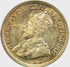 1919          Canada Canadian 5c Cent Nickel Coin King George V   Silver Half Dime