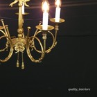 Antique French Brass 5 Arm 5 Light French Horn Ribbons   Bows Chandelier