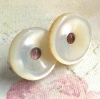 2 Antique Jeweled Pearl Shell Mop Cuff Buttons W  Purple Amethyst Jewel   1 2 