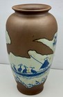 Vintage Chinese Blue And White Porcelain Brown Clay Hand Painted Art Vase 10   