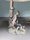 Rare Retired Lladro Set Of Two Lamps No Chips Original Shades  Both Work