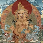 35  Decor Tibet Silk Cloth Embroidery Yellow Wealth God Jambhala Mural Tapestry