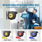 Retractable Extension Cord Reel 30 Ft Heavy Duty With Lighted Outlet
