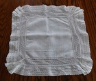 Antique Vintage Wedding Bridal Handkerchief W Lace Trim Flounce