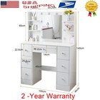 Vanity Table Set With 10 Lighted Large Mirror Makeup Dressing Table Dresser Desk