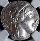 Ancient Greek Coin  440-404 Bc  Silver Tetradrachm Attica Athens Owl Ngc Au 5 5