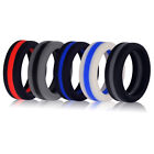 Medical Grade Silicone Wedding Ring For Men women Stripe Rubber Band 7-13 Size