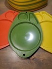 Vintage Mid Century Modern Orange Green Yellow Picnic Trays Set Of 27 Plastic 