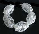 4 Lampwork Handmade Silver Dichroic Foil White Clear Srcoll Barrel Beads
