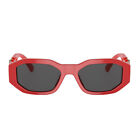 Versace Vk 4429u 506587 Red Plastic Irregular Sunglasses Grey Lens