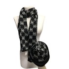 Michael Kors Womens Black Grey Mk Logo Scarf And Beanie Hat Set Nib