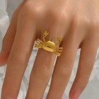 Lxalry 18k Gold Plated Stainless Steel Crab Ring For Women - Minimalist Beach Su