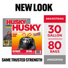 Husky 30 Gallon Large Drawstring Trash Bags  80 Bags Free Shipping