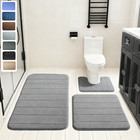 3pcs Solid Memory Foam Bathroom Bath Mat Contour Rug Set With Toilet Lid Cover
