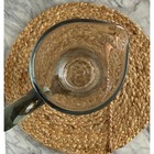 Vintage Clear Blown Glass Mcm Cocktail Pitcher With Smoky Glass Handle