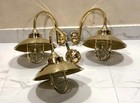 Nautical Goose Neck Ship Solid Brass Wall Light Marine Antique Sconce 3 Pcs