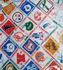 Vintage Nfl Team Logos Fabric 6ft X 6ft White Cotton Screen Print 