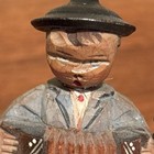 Pair German Folk Art Hand Carved Wood Cork Wine Bottle Stopper Vintage