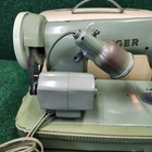 Vintage Singer Sewing Machine Mint Green With Case 1950   s Tested Working 185k