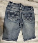Women   s Paisley Sky  Embellished Denim Blue Jean Shorts Size 4