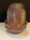 Glimmer Courting Fairy Light With Diamond Cut Look Deep Amber Carnival Glass