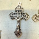 19pc Rosary Center   Crucifix Pardon Italy Centerpiece Silver Tone Lot Set