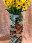 Joan Baker Bird Themed Hand-painted Tempered Glass Vase And 3 Sun-catchers