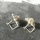 Antique Sterling Silver 925 Filigree Flower Screw Back Earrings-made In Siam