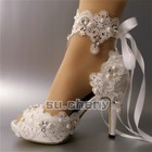 Su cheny White Ivory Satin Rhinestone Open Toe Ribbon Ankle Wedding Bridal Shoes