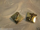 White Stone With Flower Design Gold Tone Finish Vintage Men s Cuff Links