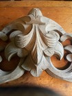 Antique Salvaged Carved Wood Scroll Leaf Pediment Architectural Wood 33 5   