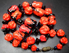 Louis Rousselet French Black   Red Glass Beaded Vintage Necklace