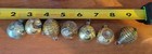 Vintage Christmas Feather Tree Mini Ornaments Lot Of 7 Gold Blue Double Indent