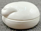 Tiffany And Co  M R White Sleeping Cat Porcelain Trinket Box Vintage 70 s