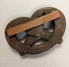 Vtg 1960s Boy Scout Neckerchief Slide - Carved Wooden Salted Pretzel