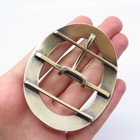 935 Silver Antique Colorful Enamel Oval Floral Belt Buckle