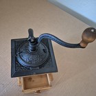 Antique Hand Crank Cast Iron Coffee Grinder Mill Dovetail Aged Wood Construction