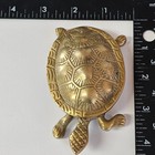 Vintage Solid Brass Turtle Trinket Box Hinged Shell Lid Mcm Tortoise Figurine