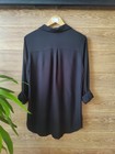  Black Long Sleeve Blouse Shirt Tunic Size M 38 