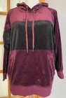 Adidas Velour Hoodie Pullover Jacket Womens Sz L Purple Black  Athleisure Sports