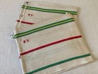 Pair  2  Vintage French Descamps L aine Torchon Tea Kitchen Towel Stripe Mono Mn