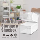 6 Pack Large Stackable Plastic Shoe Box Storage Organizer Transparent Case