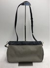 Kate Spade Black Leather Striped Canvas Crossbody Bag Gold Hardware