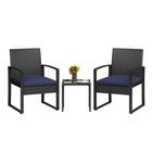 3 Piece Outdoor Bistro Set Wicker Patio Chairs Tray Table Furniture Coffee Set