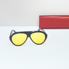 Gucci Gg0479s Aviator Sunglasses Black Frame Yellow Lens Unisex New