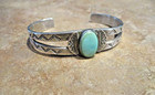 Splendid     Heavier Old Pawn Navajo Sterling Silver Turquoise Arrow Bracelet