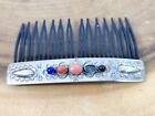 Vtg Sterling Hair Comb Handmade Stamped With Jewels