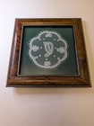 Framed Irish Carrickmacross Lace Celtic Harp Shamrocks Hand Made Ireland Art 6x6