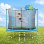 8ft Trampoline For Kids With Safety Enclosure Net Basketball Hoop And Ladder