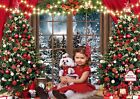 7x5ft Winter Christmas Photography Backdrop Xmas Rustic Wooden Window Full Mo   